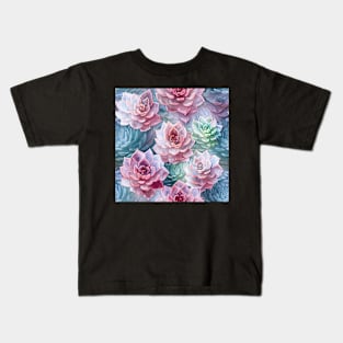 Watercolor succulent pattern Kids T-Shirt